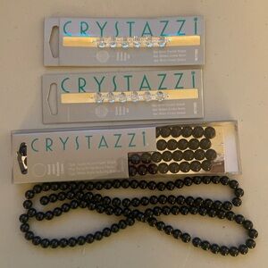 Crystazzi Two Sets 8mm Crystal Global Beads One Set 10mm & 8mm Round Jet